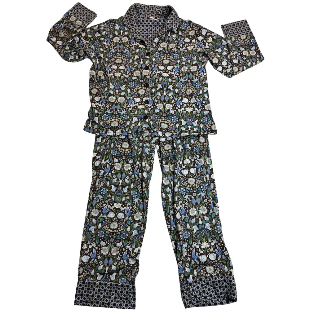 Vera Bradley Pajama Set Women's Brown Floral Animal Cotton Excellent M